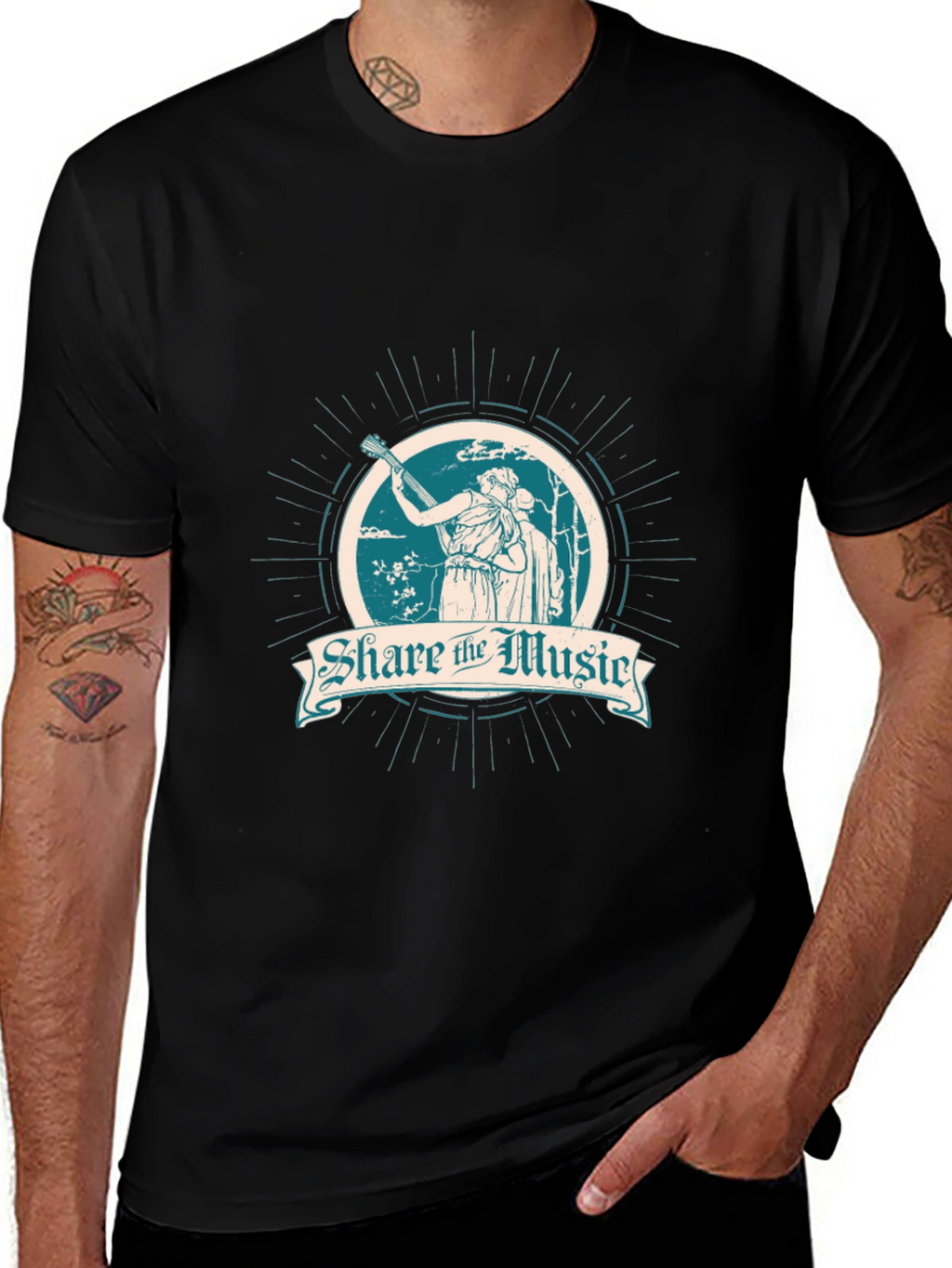 Share the Music Black Graphic T-Shirt