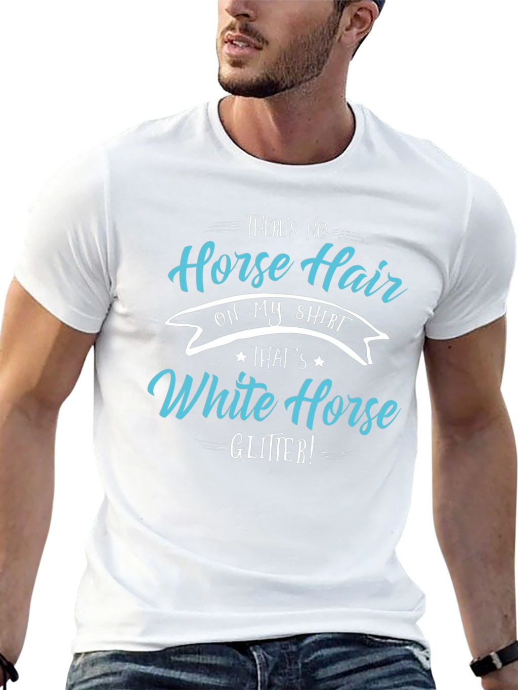 Horse Hair White Horse Glitter T-Shirt