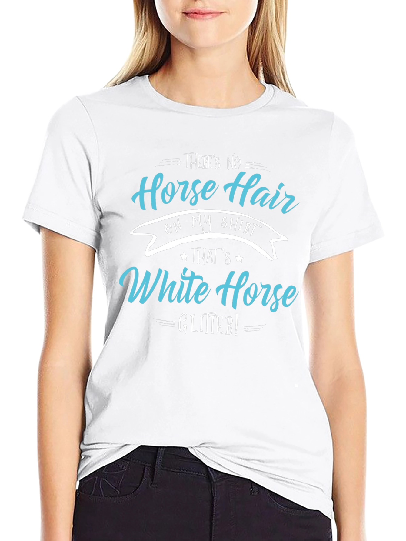 Horse Hair White Horse Glitter T-Shirt