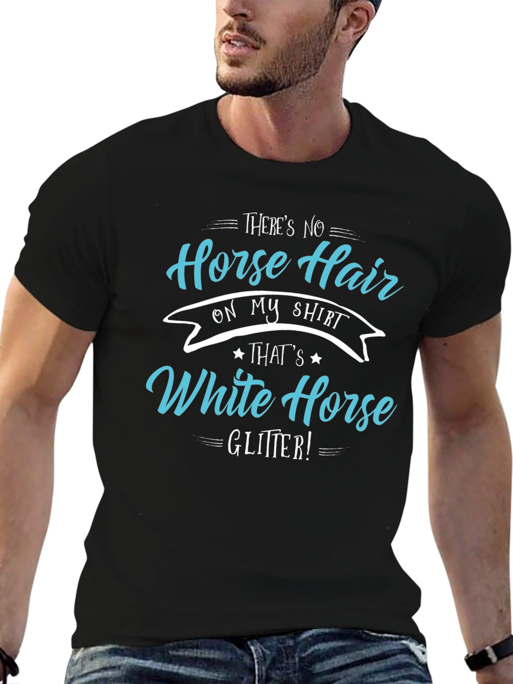 Horse Hair White Horse Glitter T-Shirt
