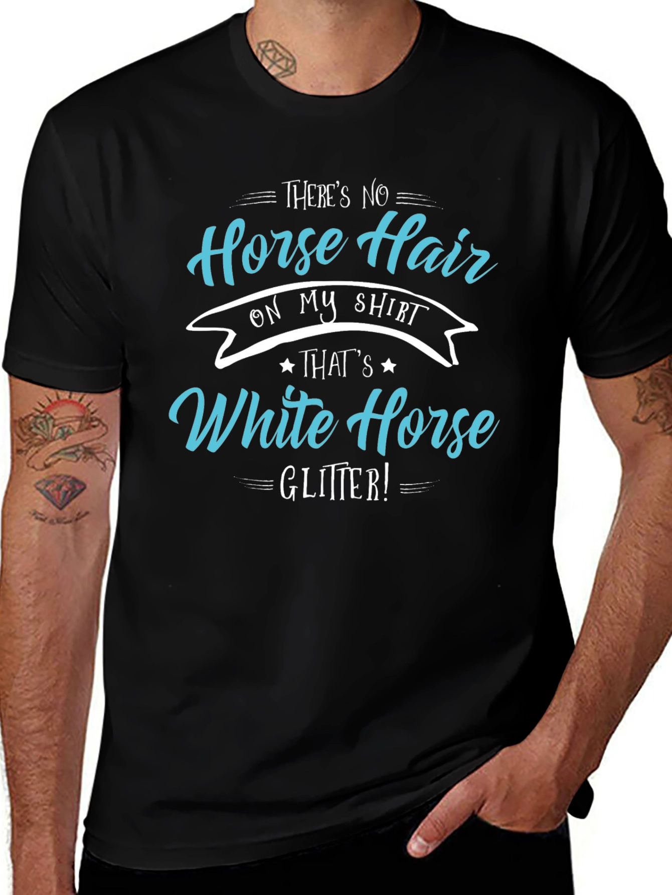 Horse Hair White Horse Glitter T-Shirt