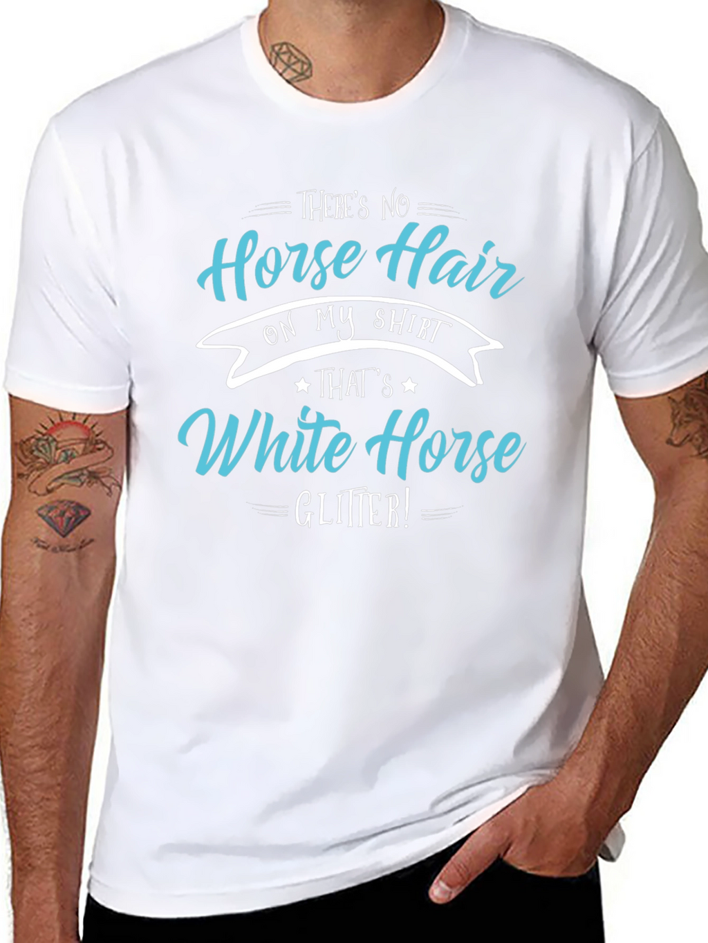 Horse Hair White Horse Glitter T-Shirt
