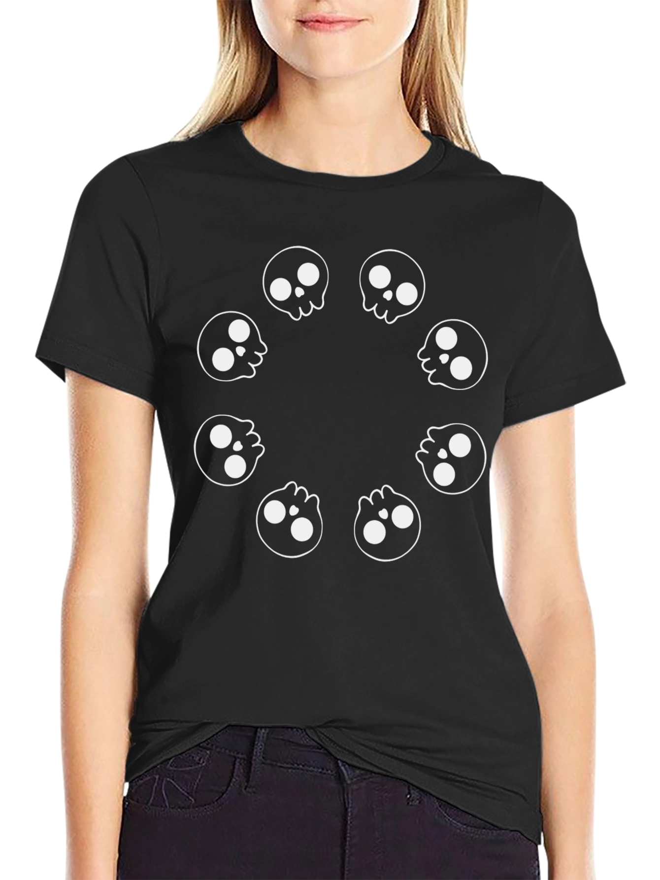 Skull Circle Graphic Black T-Shirt