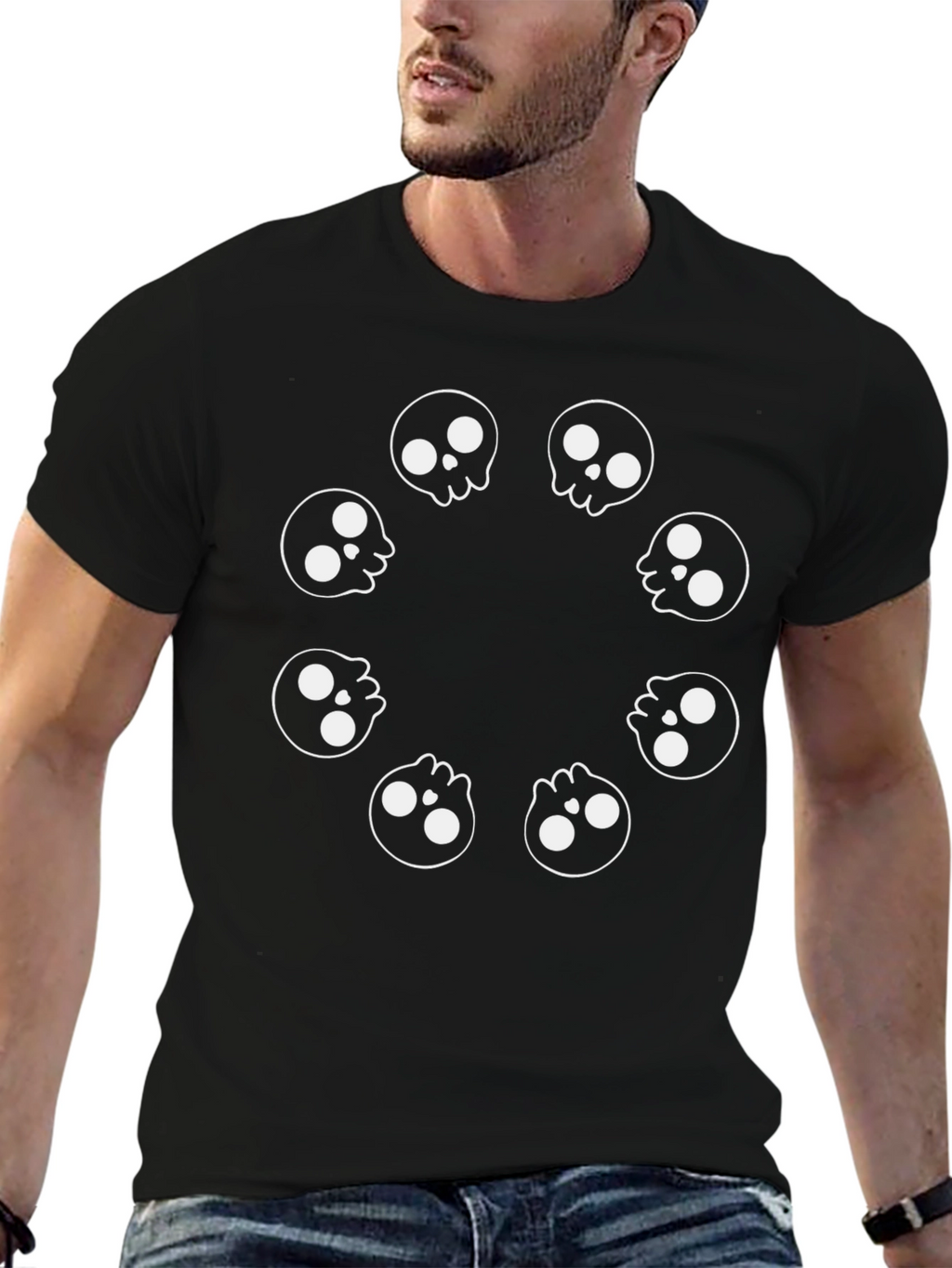 Skull Circle Graphic Black T-Shirt