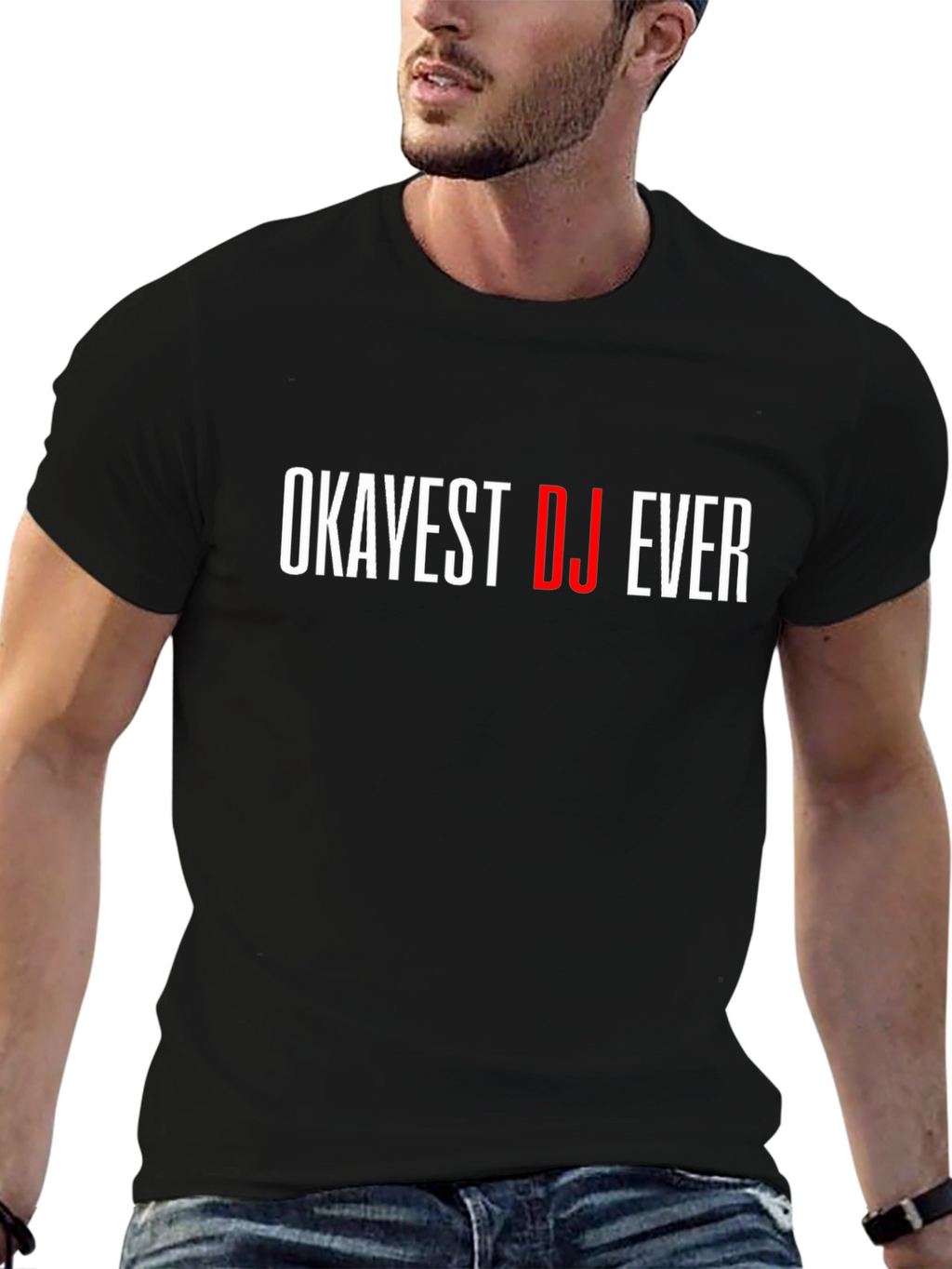 Okayest DJ Ever Black Graphic T-Shirt