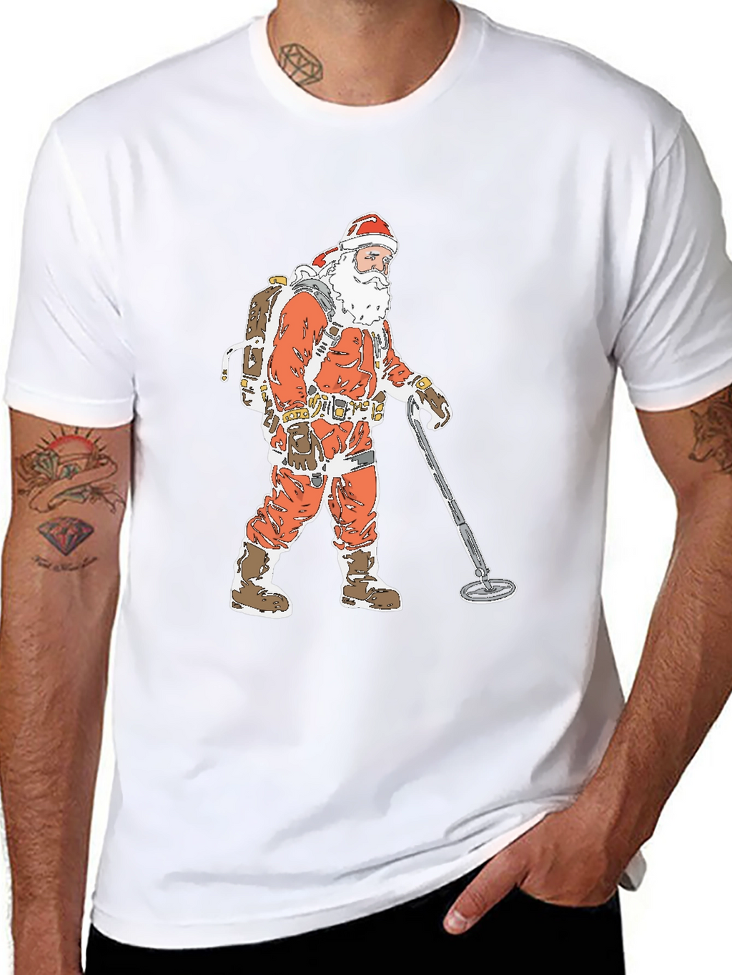 Santa Metal Detecting Graphic Tee