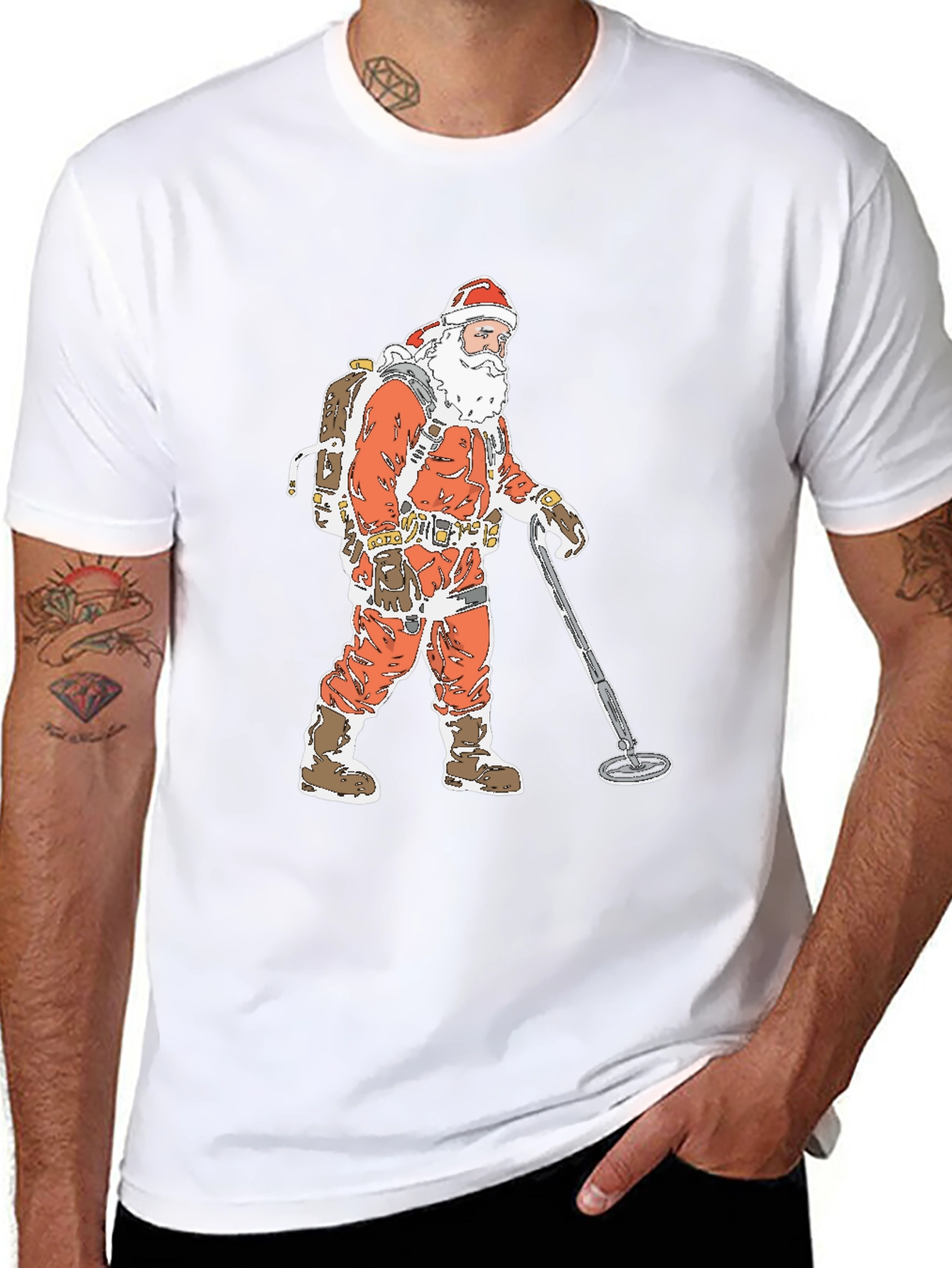 Santa Metal Detecting Graphic Tee