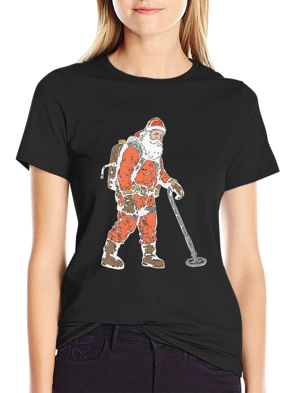 Santa Metal Detecting Graphic Tee