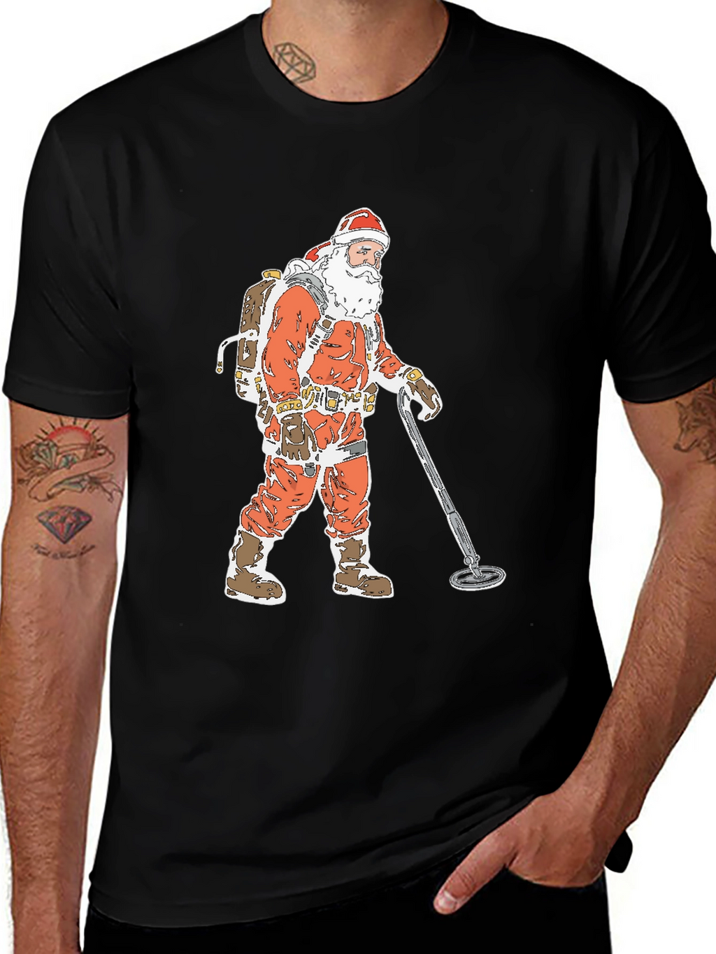 Santa Metal Detecting Graphic Tee