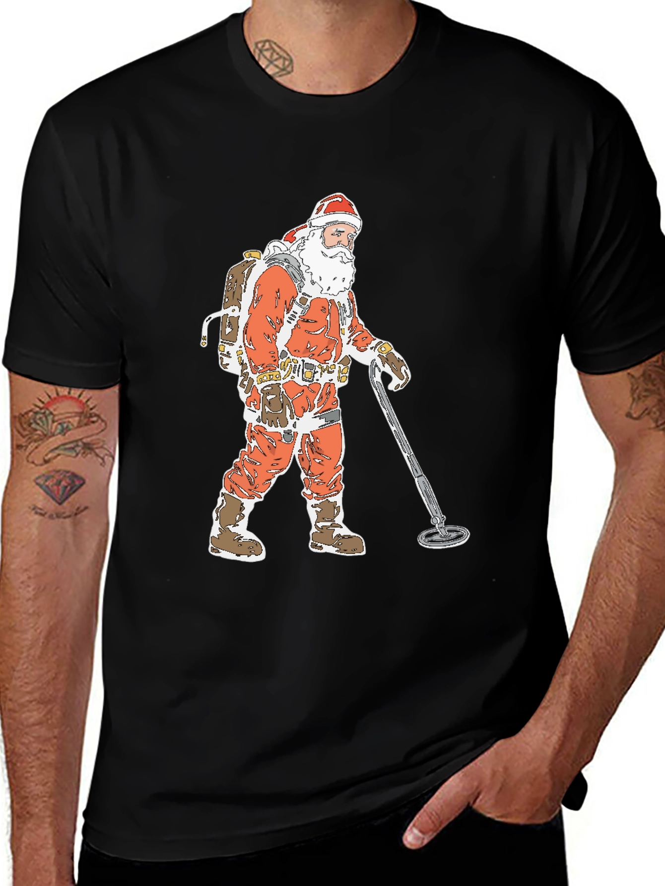 Santa Metal Detecting Graphic Tee