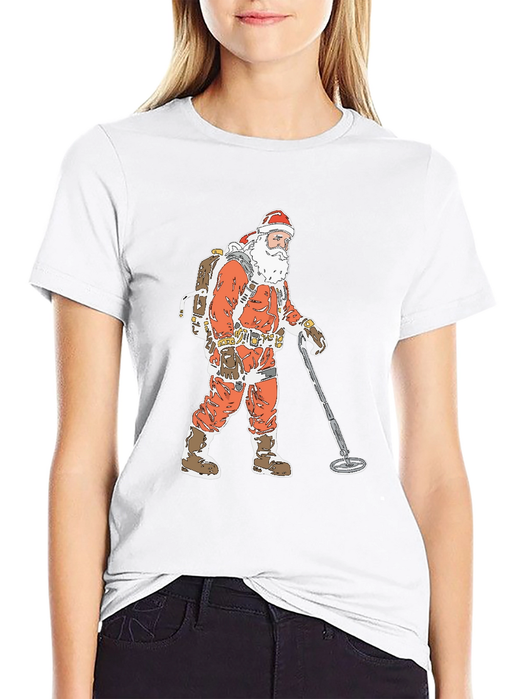 Santa Metal Detecting Graphic Tee