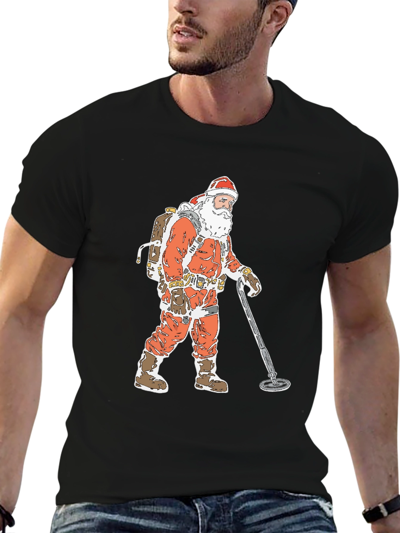 Santa Metal Detecting Graphic Tee