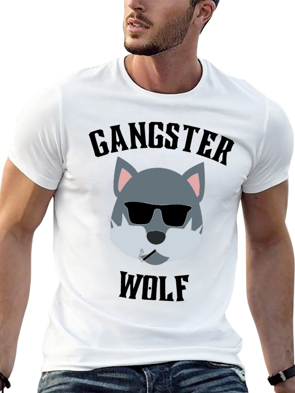 Gangster Wolf Graphic T-Shirt - Cool and Edgy Design