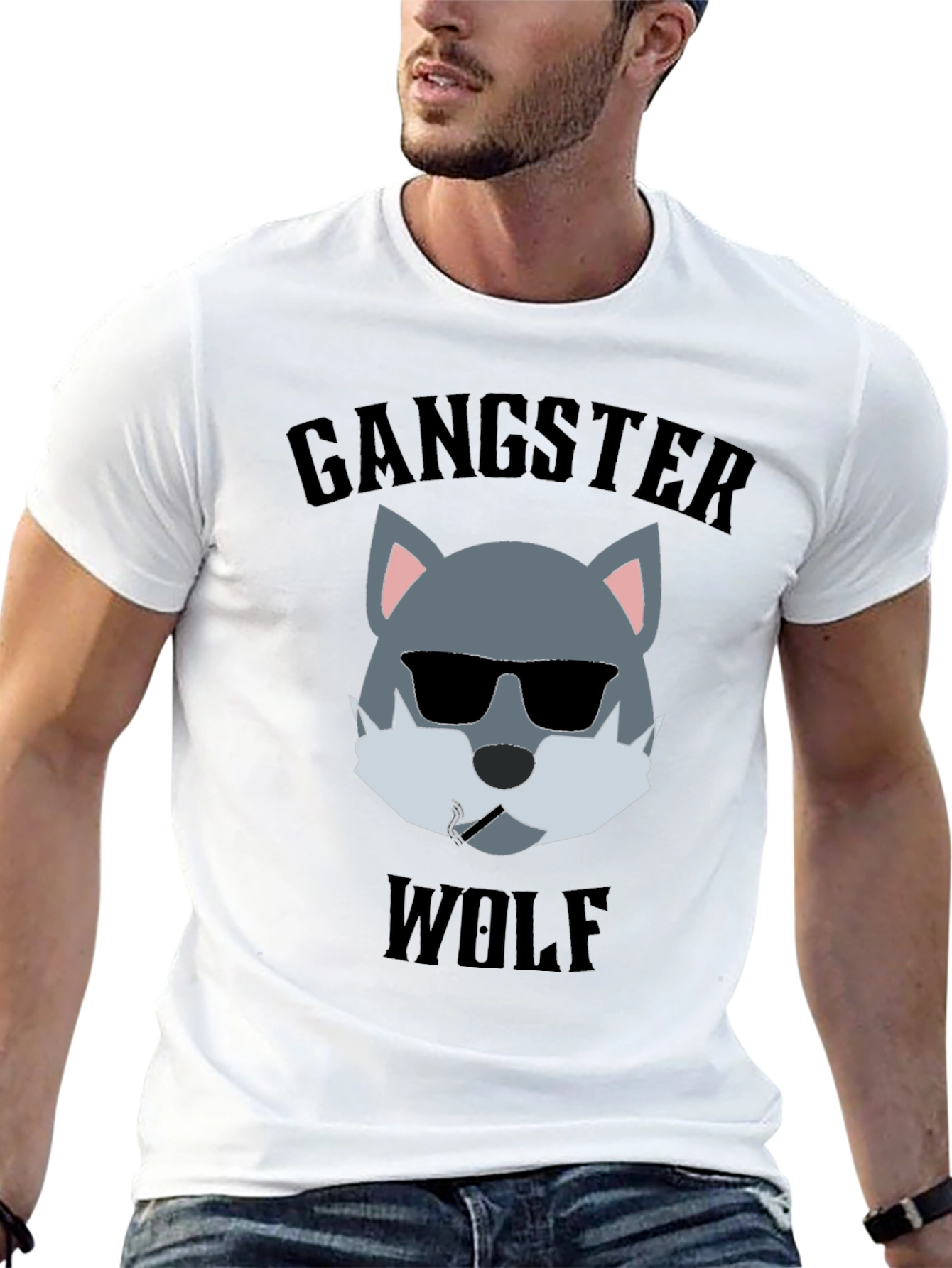 Gangster Wolf Graphic T-Shirt - Cool and Edgy Design