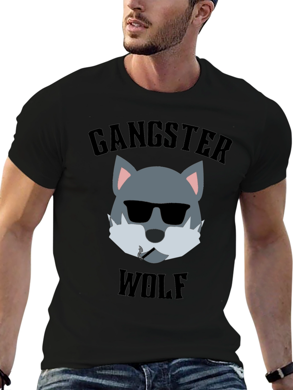 Gangster Wolf Graphic T-Shirt - Cool and Edgy Design