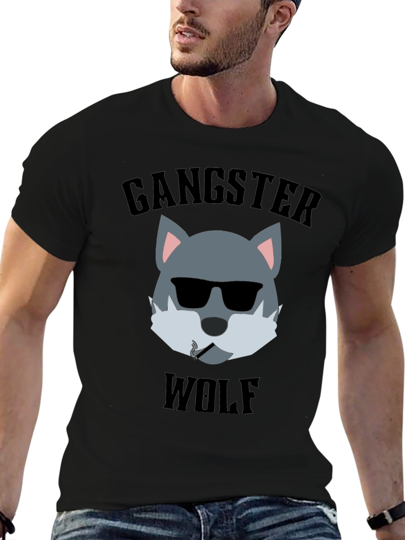 Gangster Wolf Graphic T-Shirt - Cool and Edgy Design