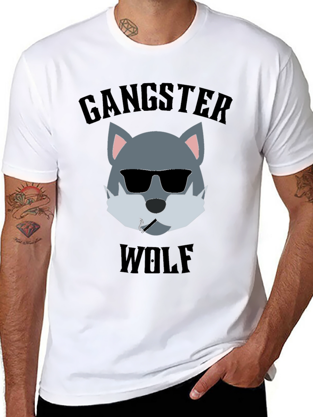 Gangster Wolf Graphic T-Shirt - Cool and Edgy Design