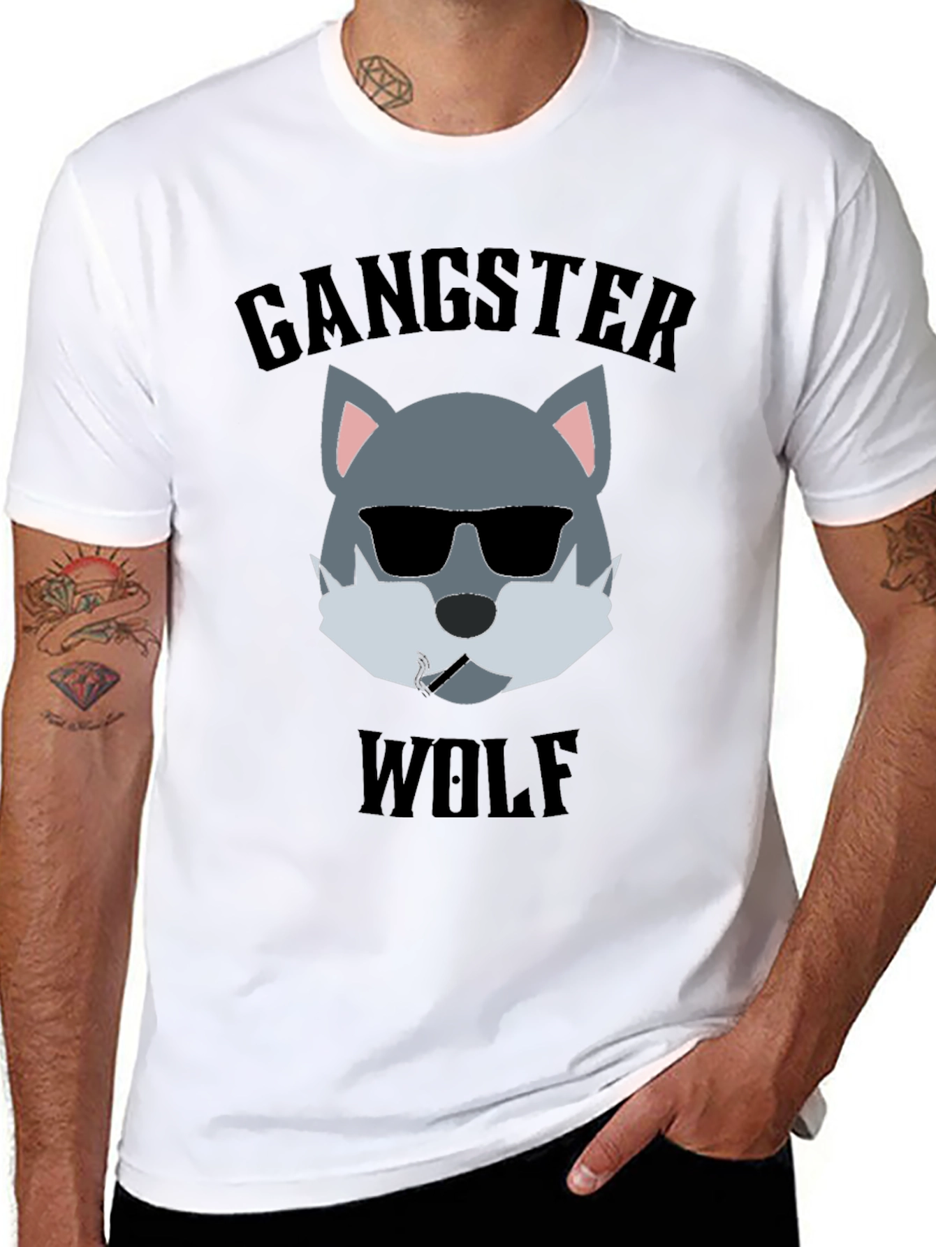 Gangster Wolf Graphic T-Shirt - Cool and Edgy Design