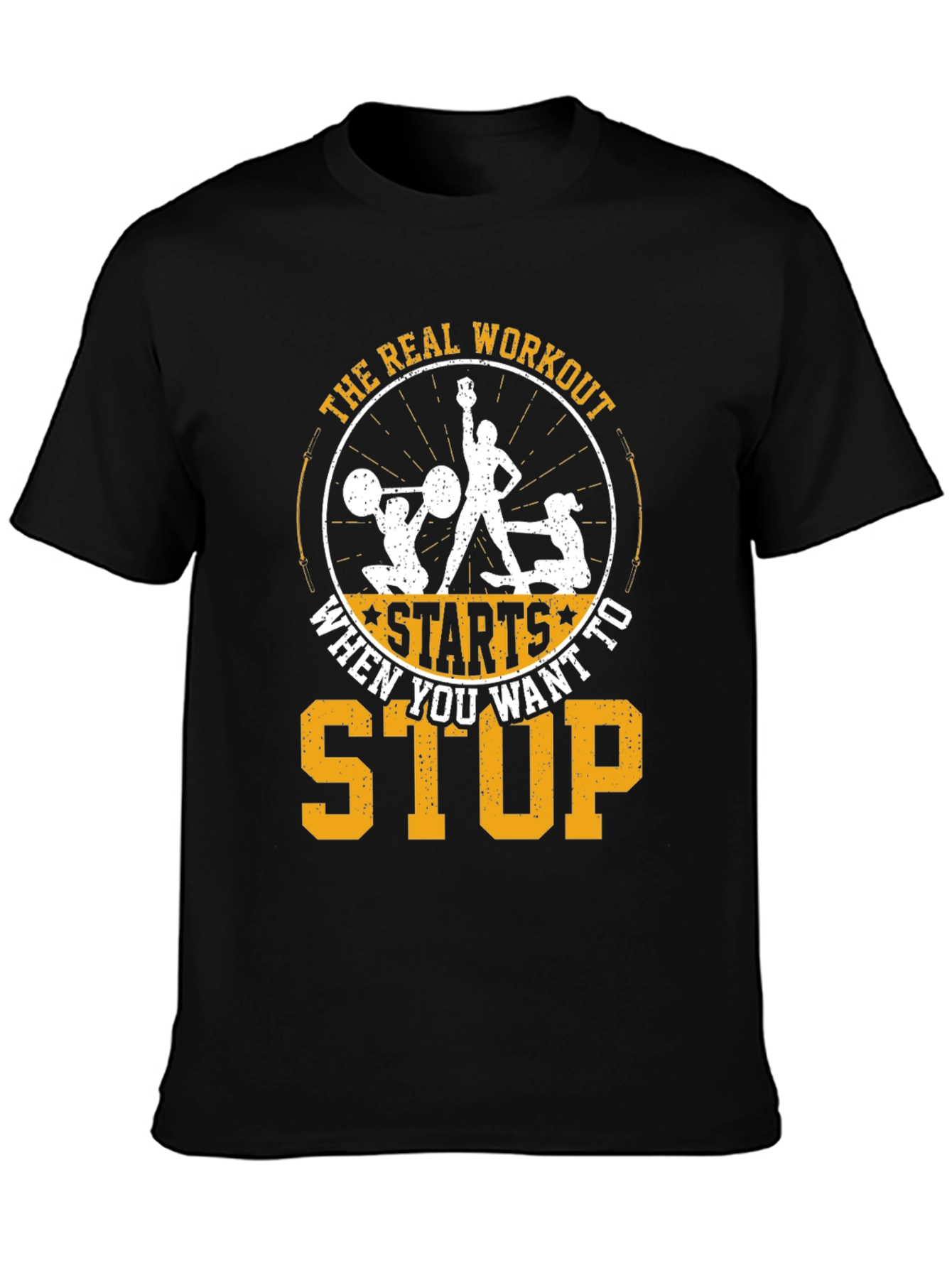 Workout Motivation T-Shirt - Real Workout Starts When You Want To Stop