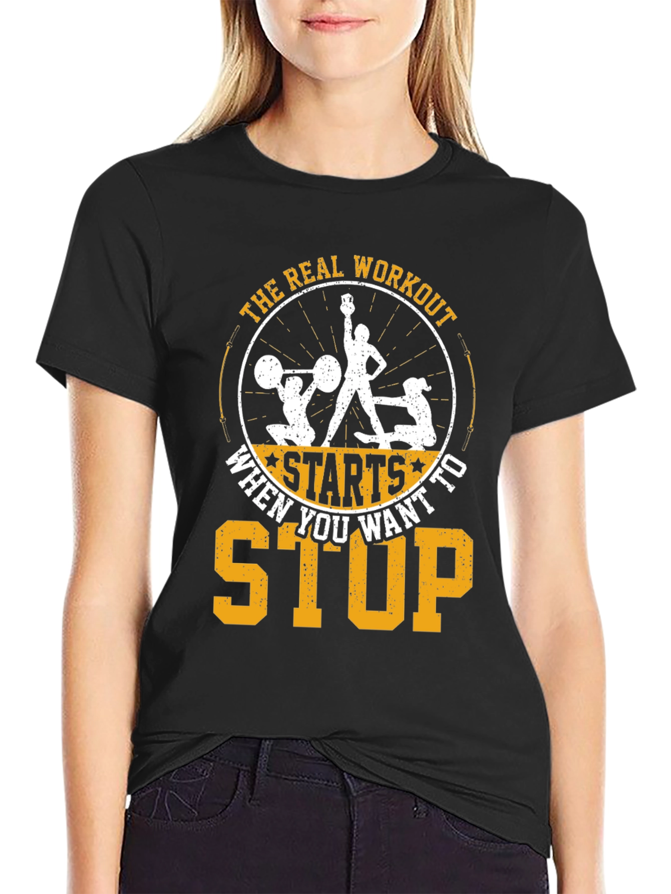 Workout Motivation T-Shirt - Real Workout Starts When You Want To Stop