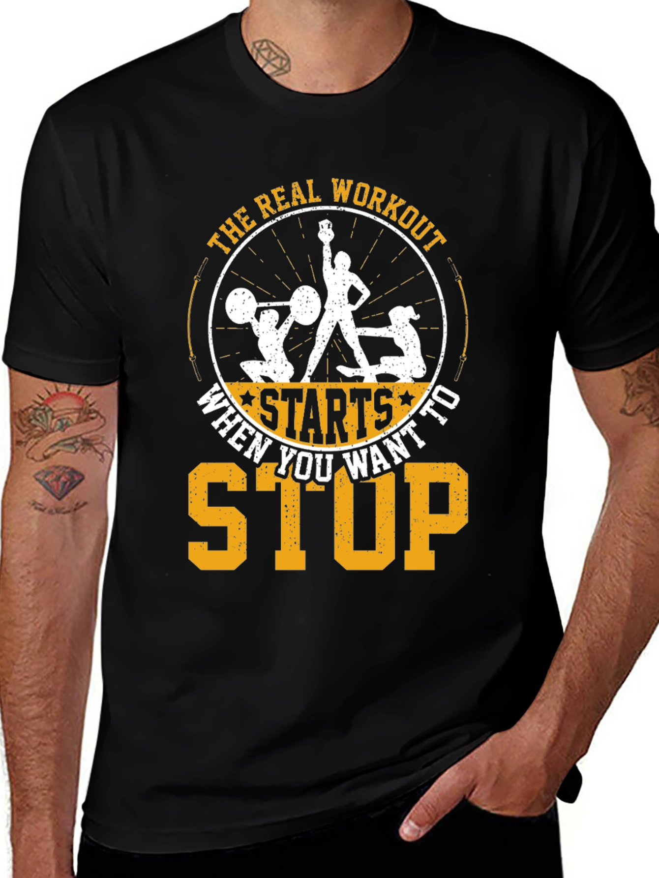 Workout Motivation T-Shirt - Real Workout Starts When You Want To Stop
