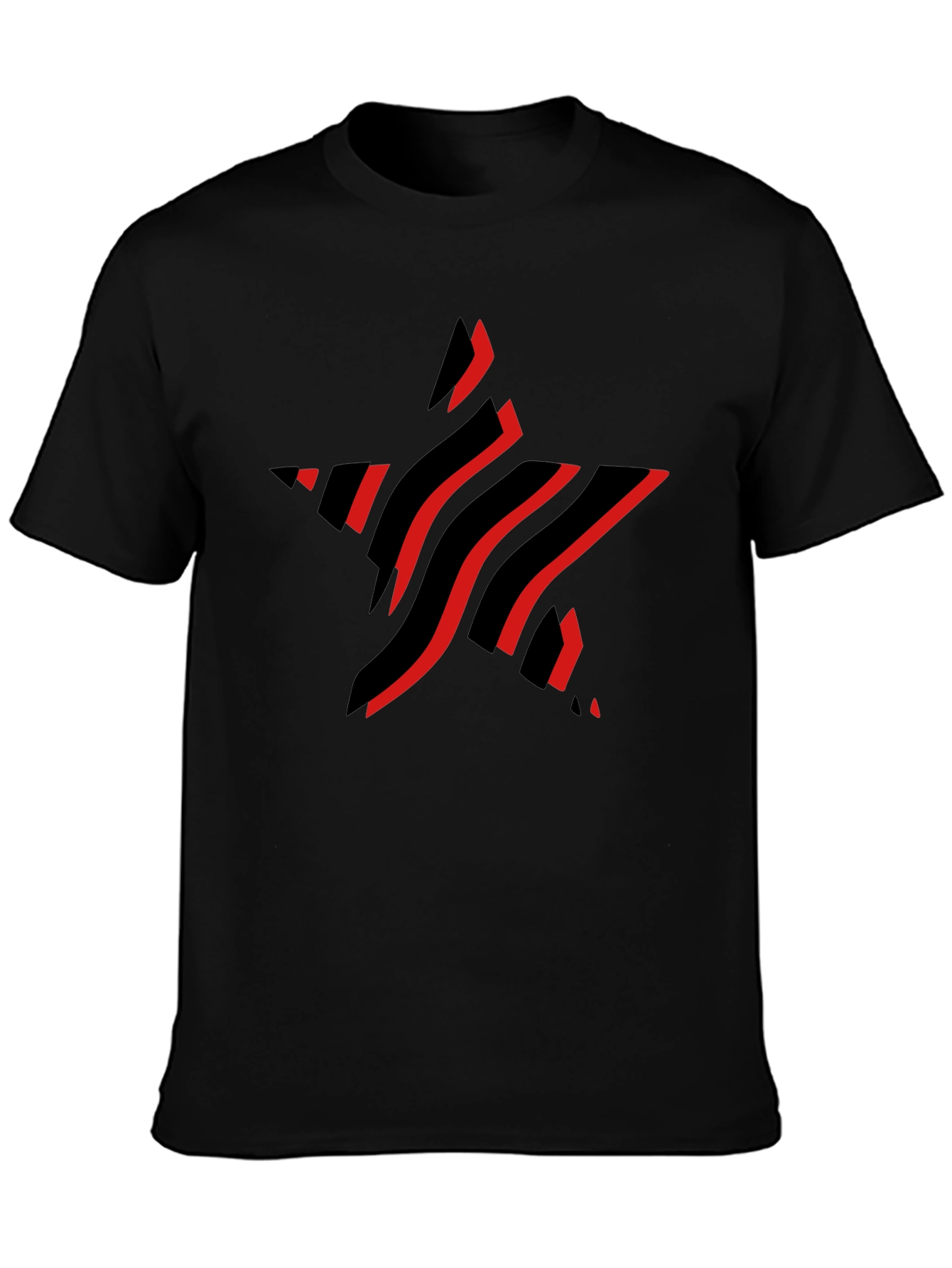 Stylish Black T-Shirt with Red Star Graphic Design