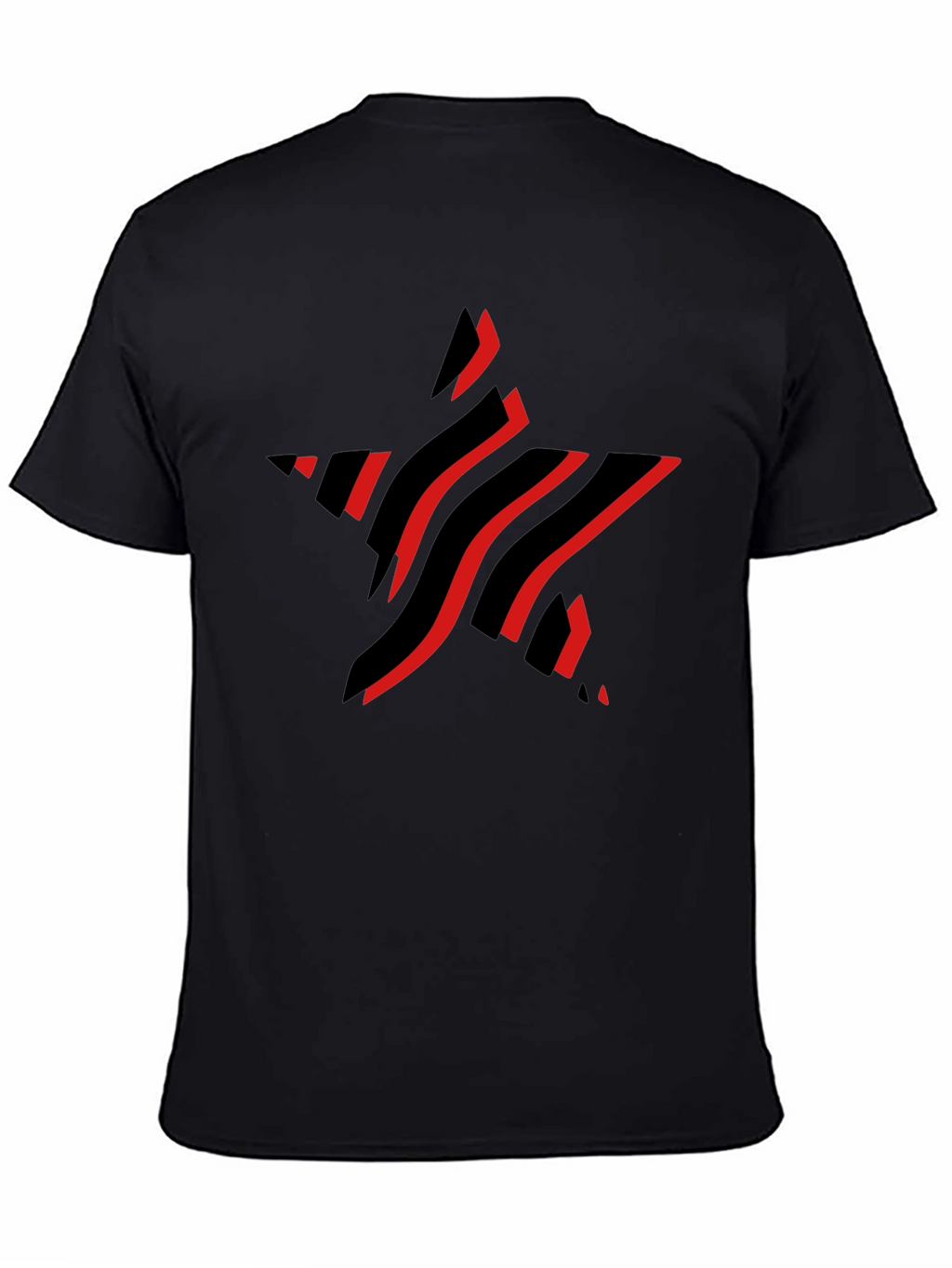 Stylish Black T-Shirt with Red Star Graphic Design