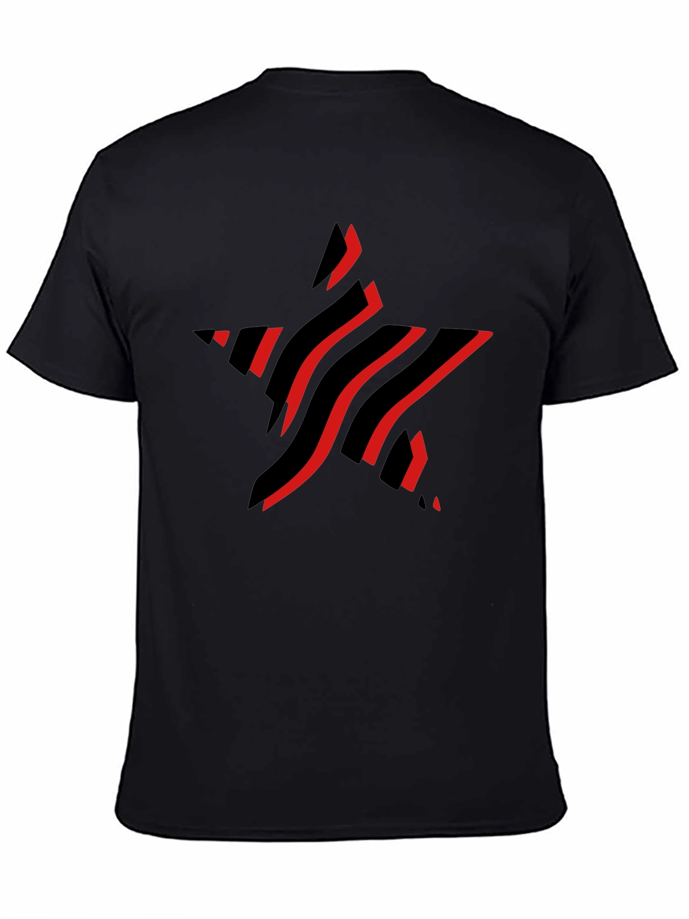 Stylish Black T-Shirt with Red Star Graphic Design