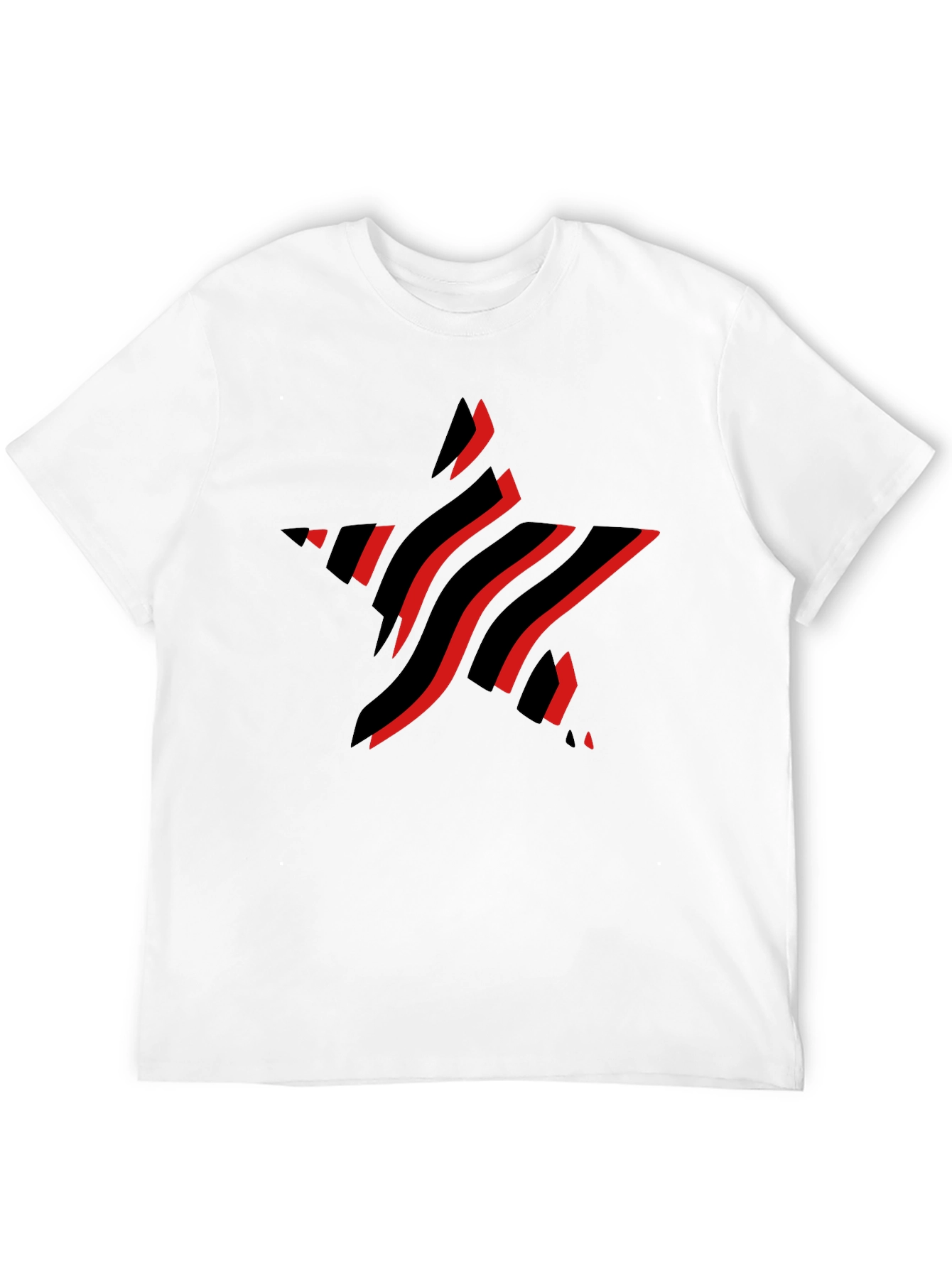 Stylish Black T-Shirt with Red Star Graphic Design