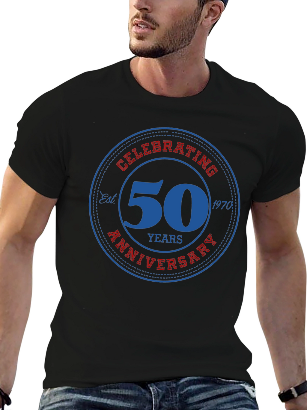 50th Anniversary T-Shirt - Black Cotton Blend Tee