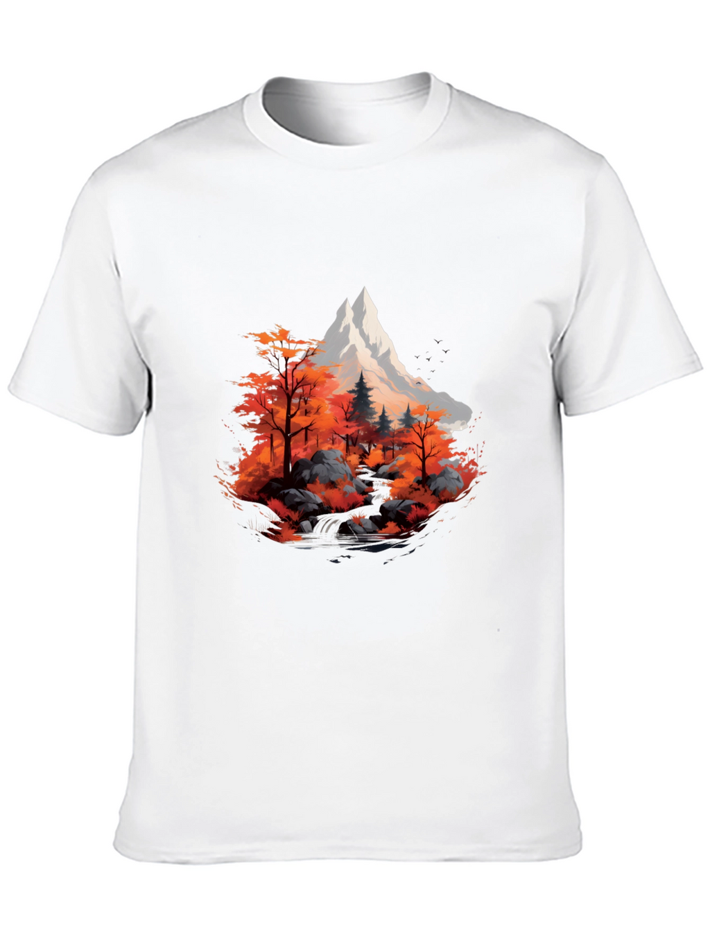 Mountain & Autumn Forest Graphic Black Tee
