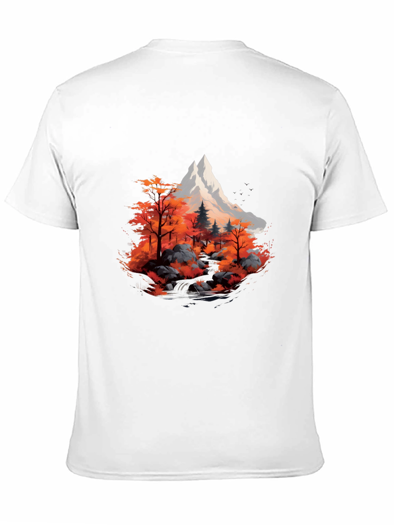 Mountain & Autumn Forest Graphic Black Tee