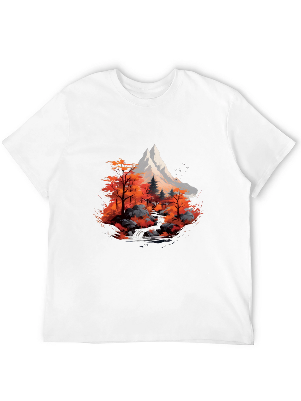 Mountain & Autumn Forest Graphic Black Tee