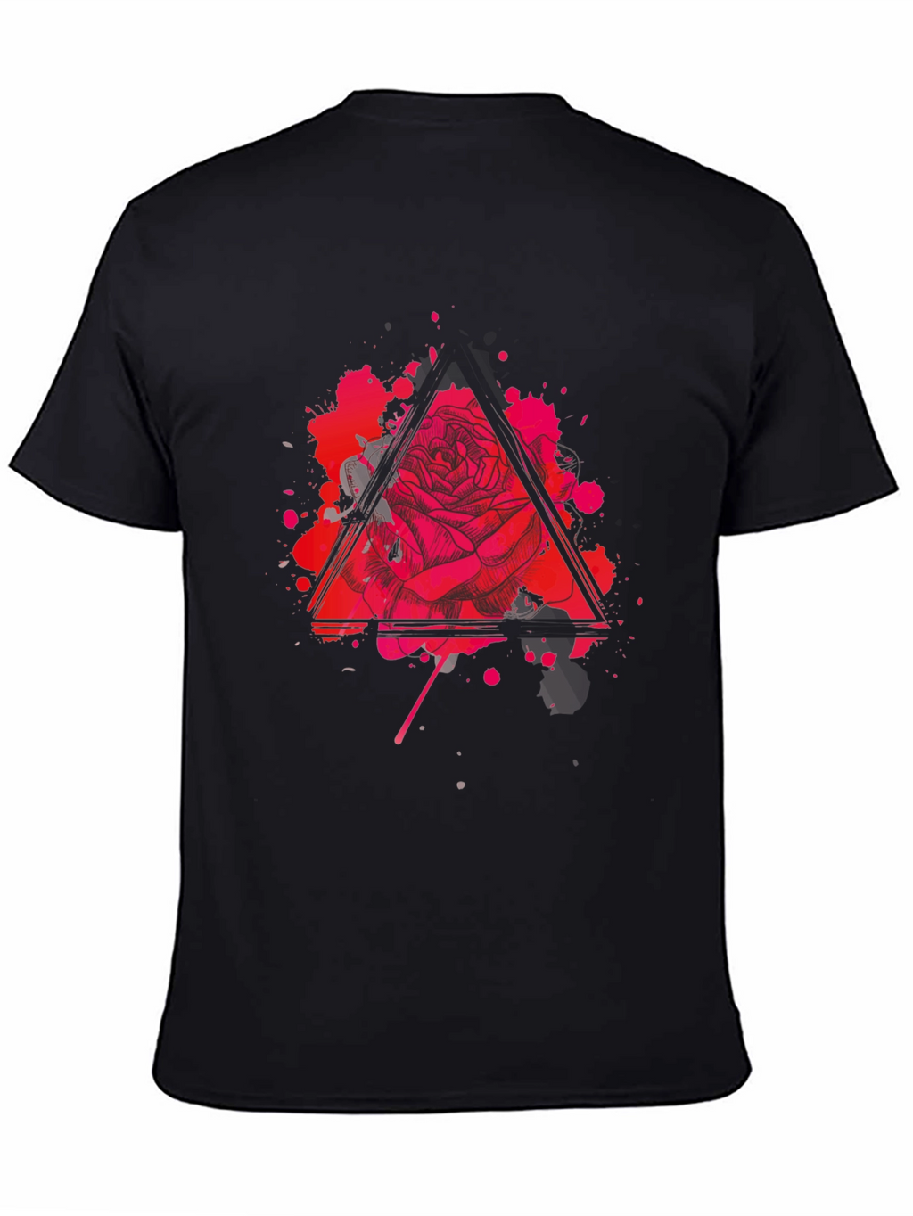 Rose Triangle Graphic Black T-Shirt