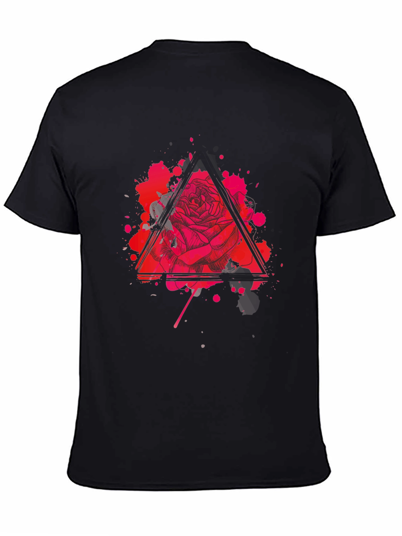 Rose Triangle Graphic Black T-Shirt