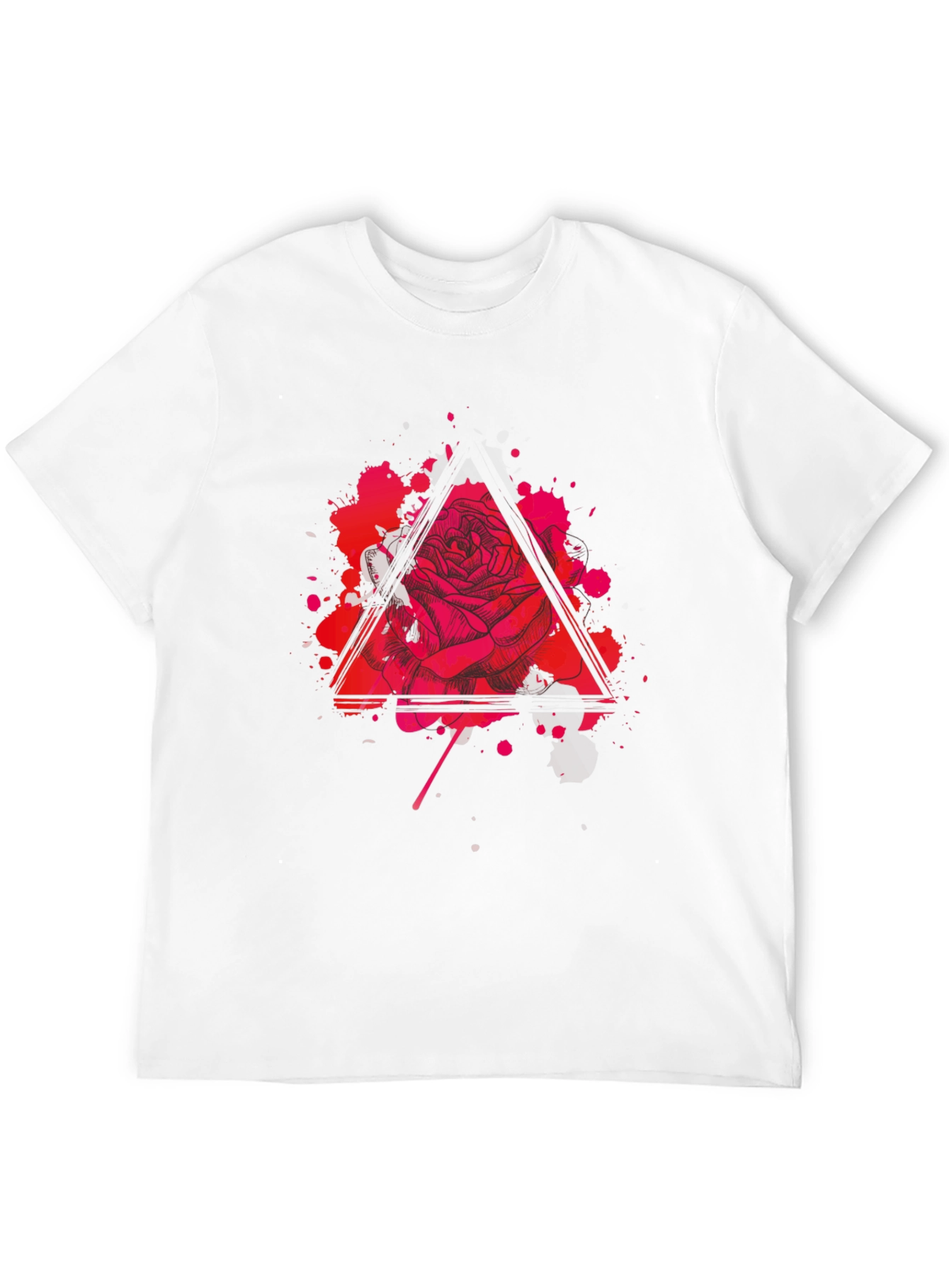 Rose Triangle Graphic Black T-Shirt