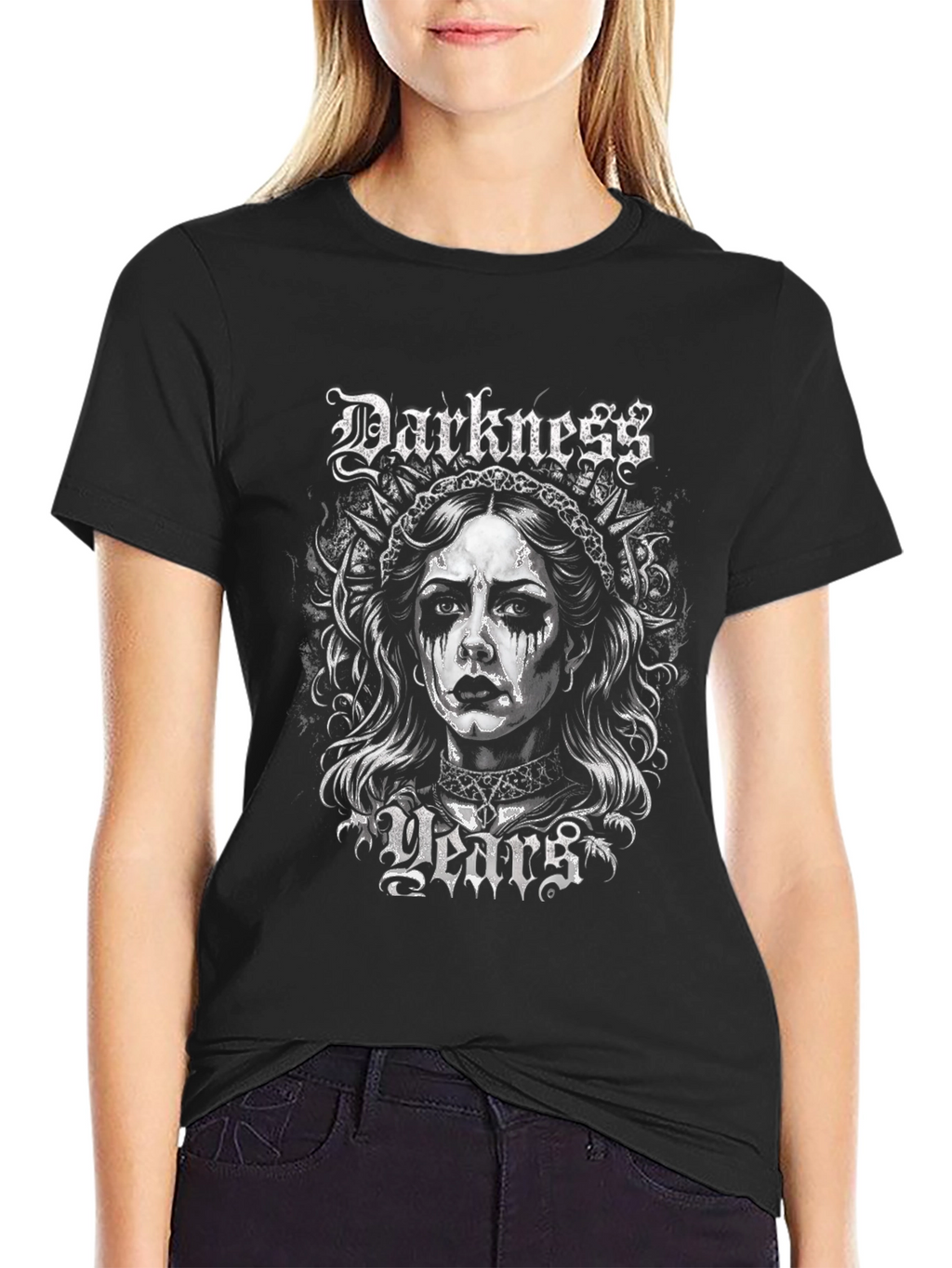 Darkness Years Graphic Print Black T-Shirt