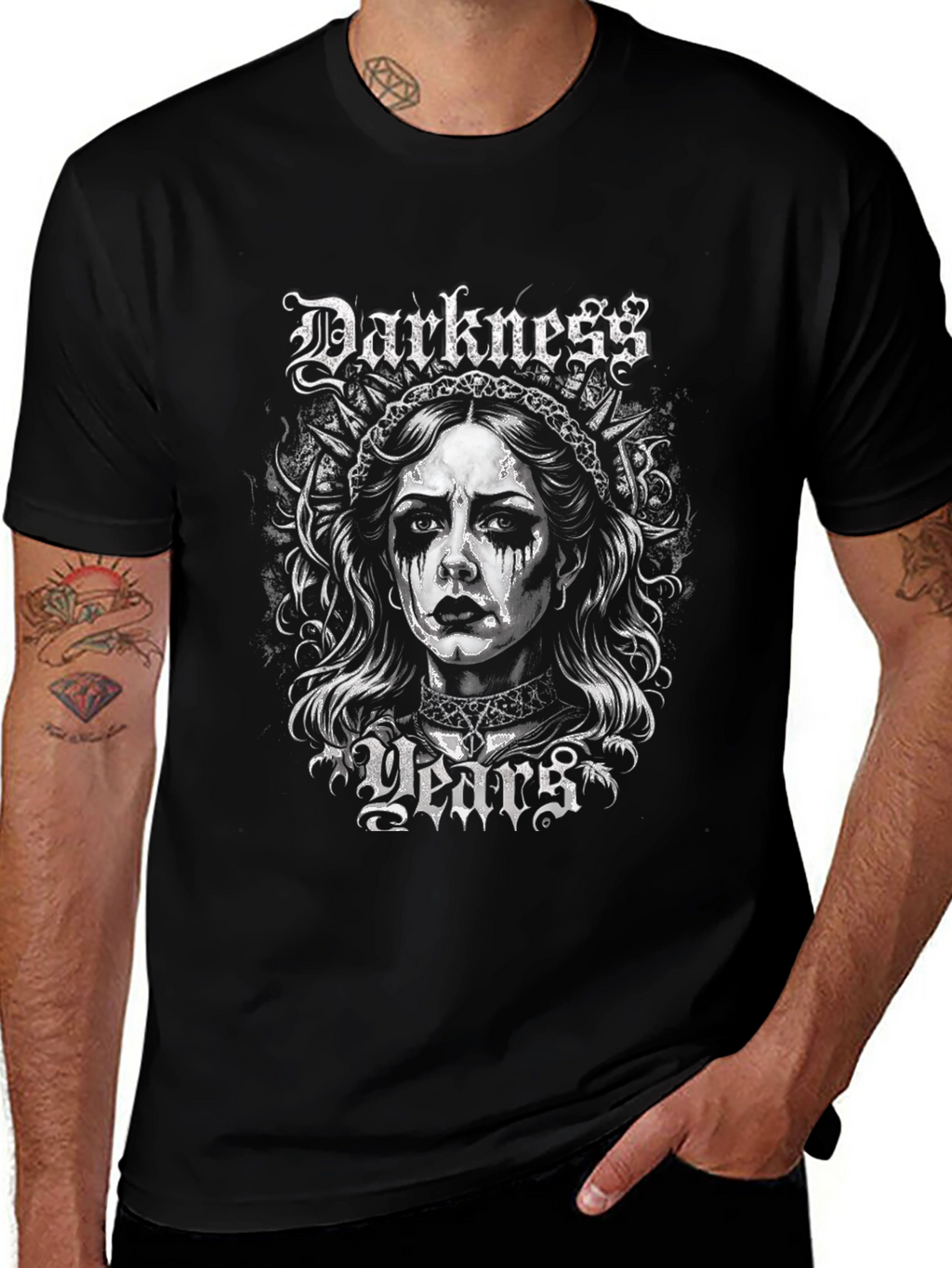 Darkness Years Graphic Print Black T-Shirt