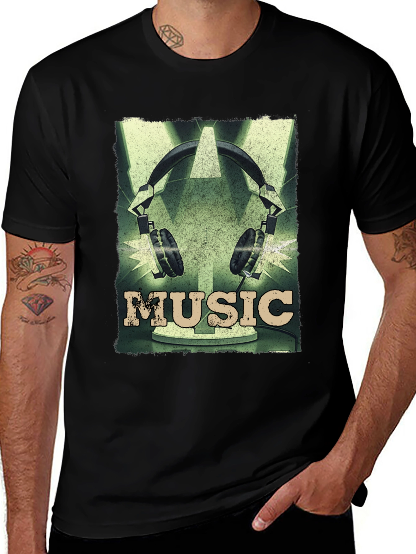 Vintage Music Headphones Graphic T-Shirt