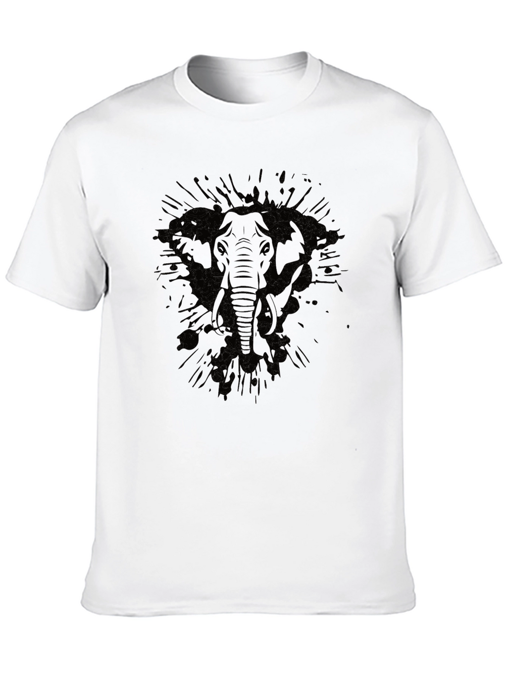 Elephant Splash Print Black T-Shirt