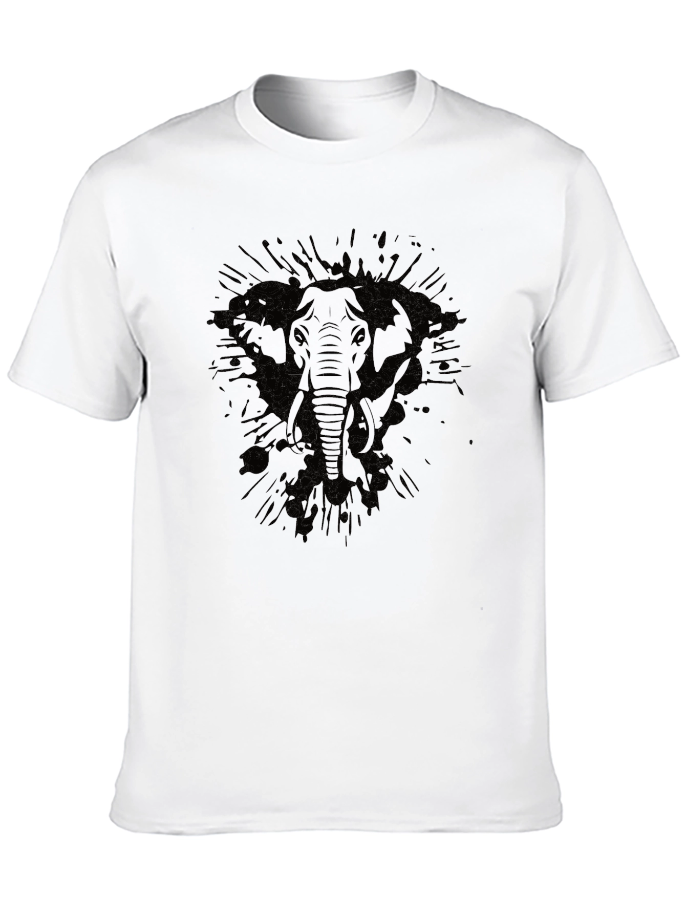 Elephant Splash Print Black T-Shirt