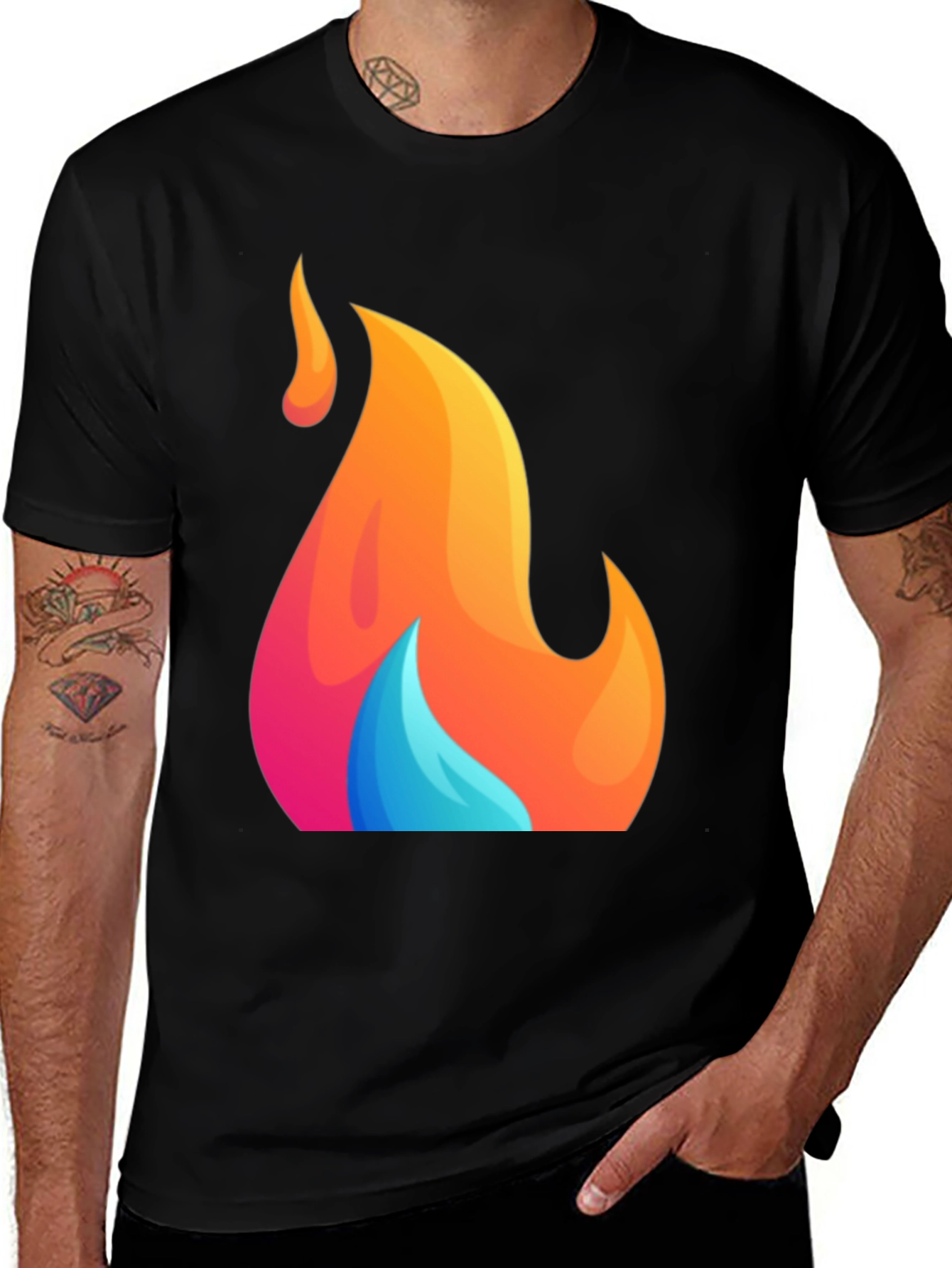 Flame Graphic Tee - Mens Black T-Shirt