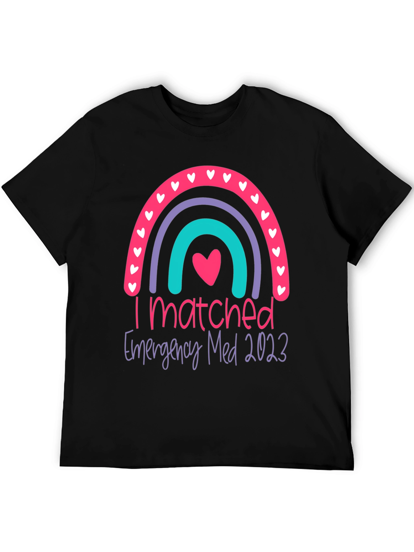 I Matched Emergency Med 2023 Rainbow Graphic Tee