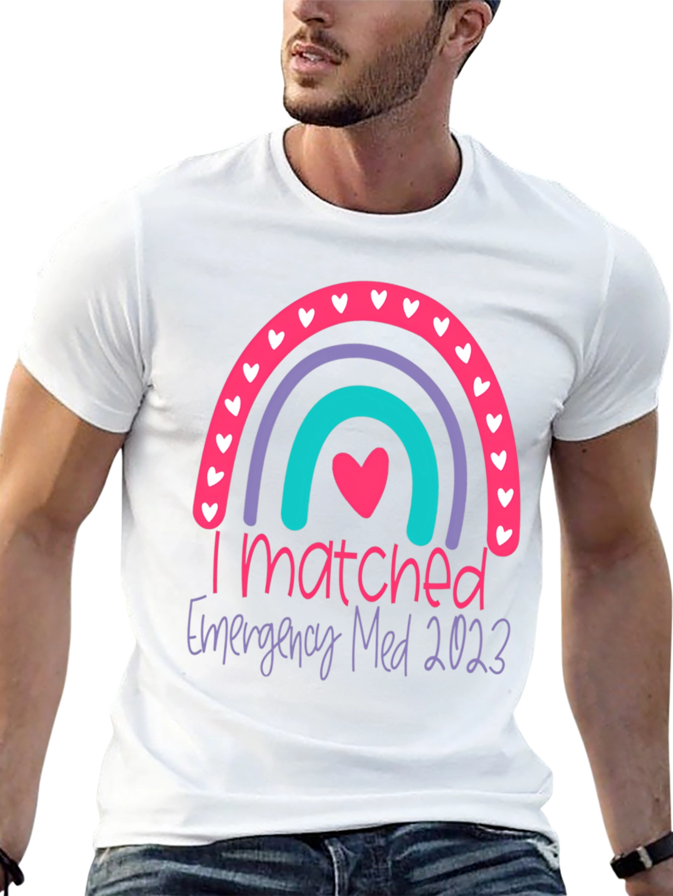 I Matched Emergency Med 2023 Rainbow Graphic Tee