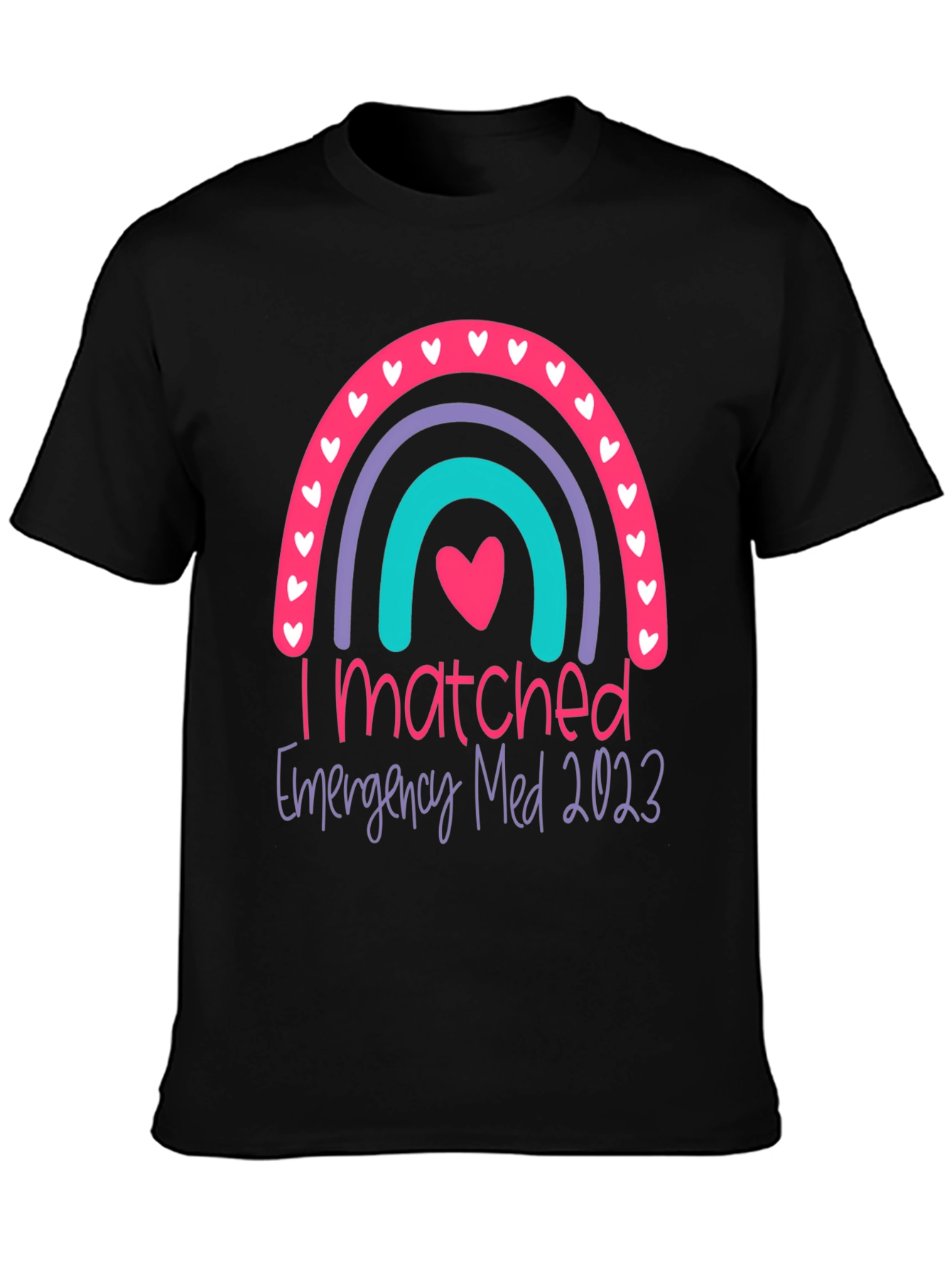 I Matched Emergency Med 2023 Rainbow Graphic Tee