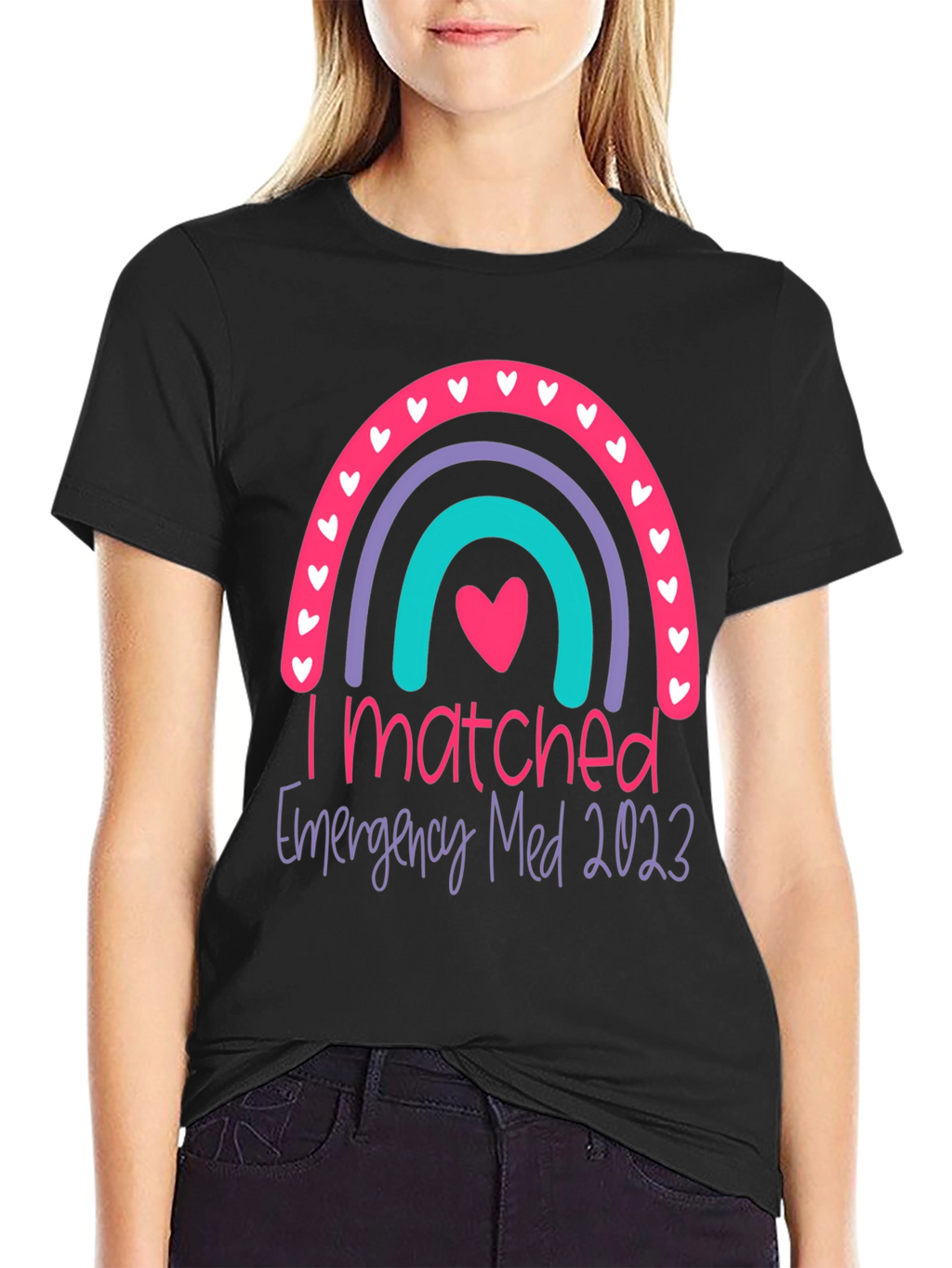 I Matched Emergency Med 2023 Rainbow Graphic Tee