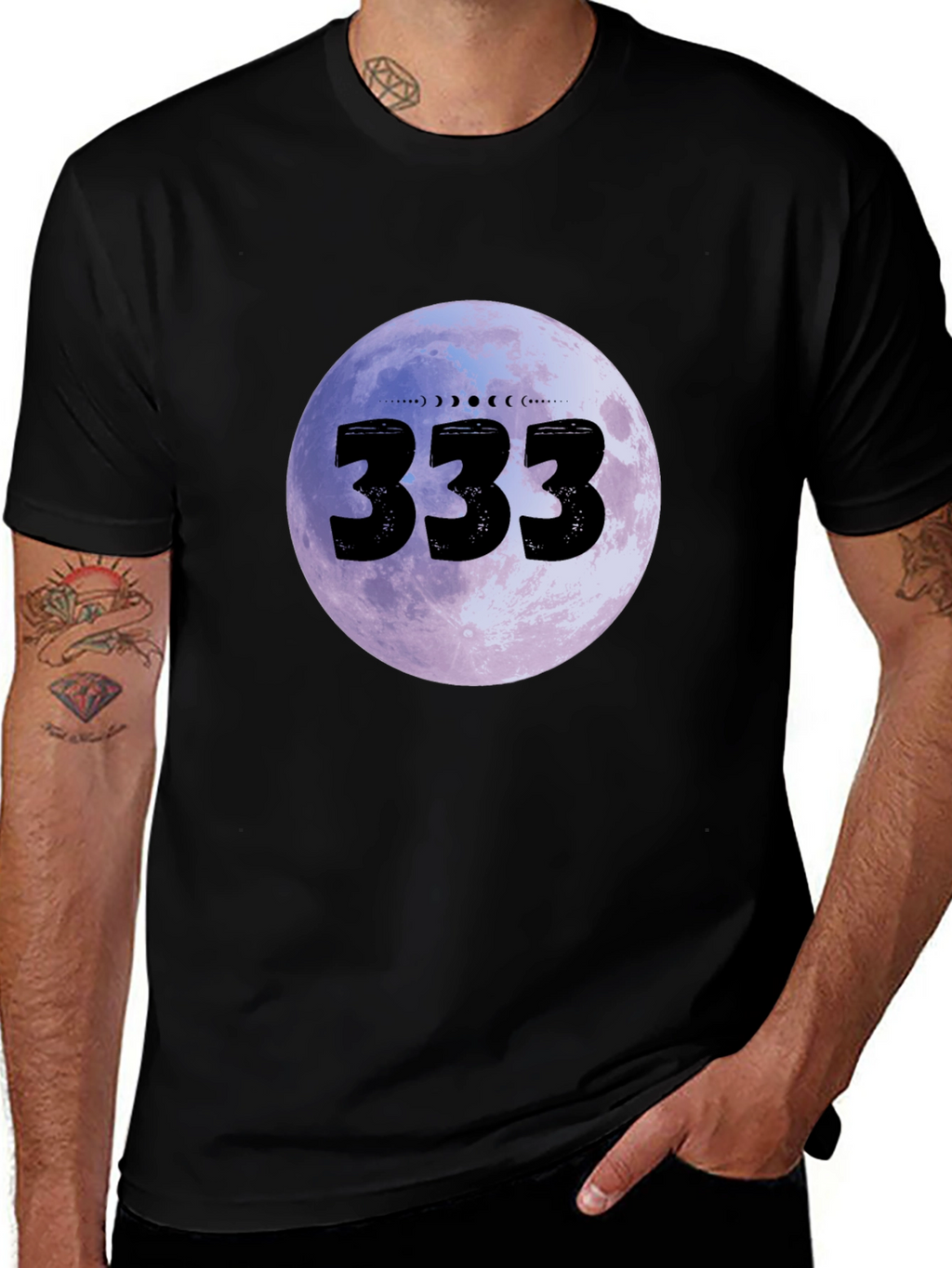 333 Moon Phase Graphic Tee - Black