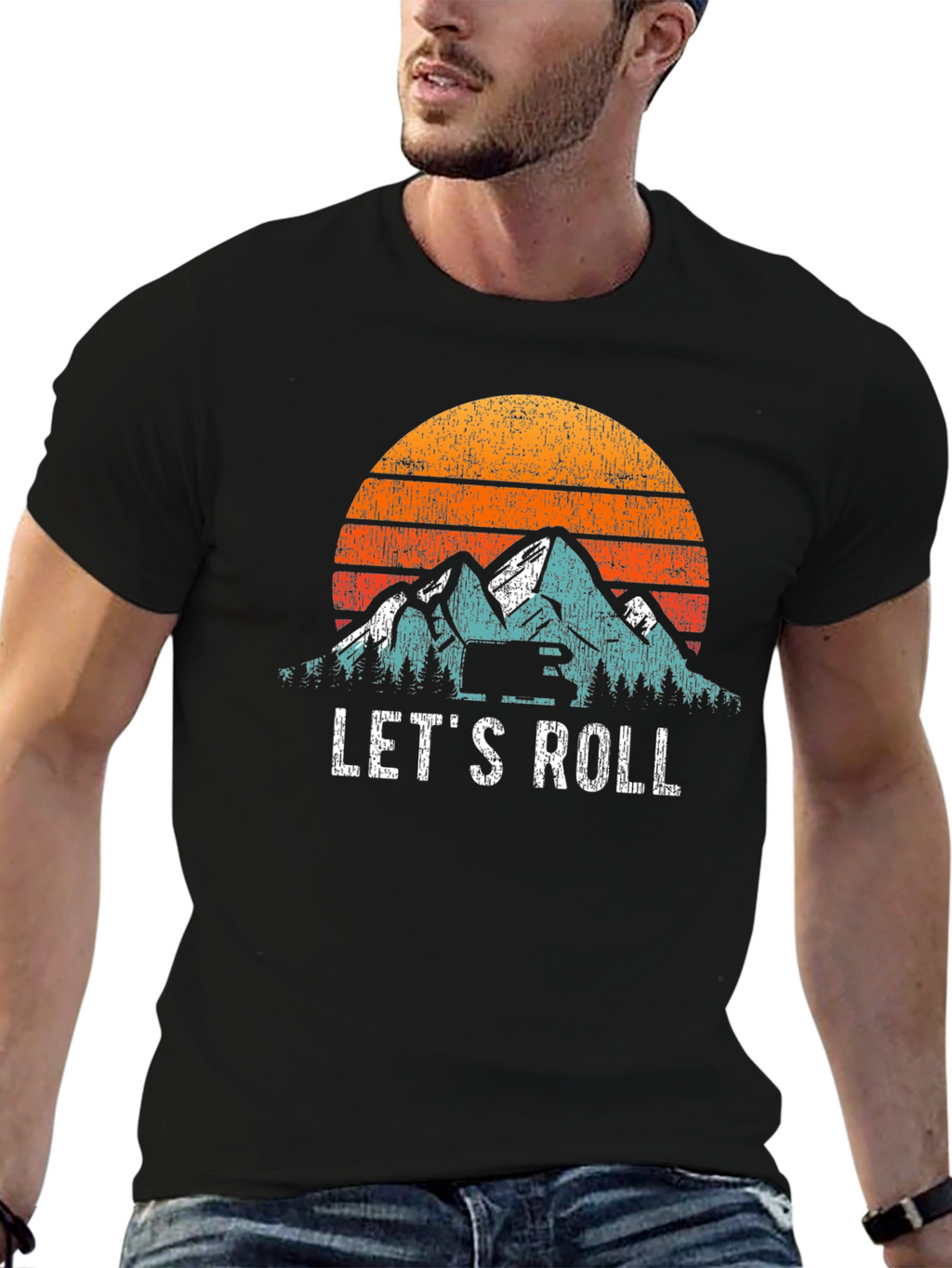 Lets Roll Mountain Sunset Graphic Tee