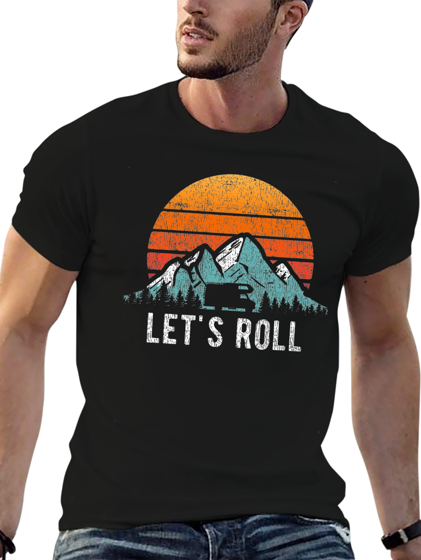 Lets Roll Mountain Sunset Graphic Tee