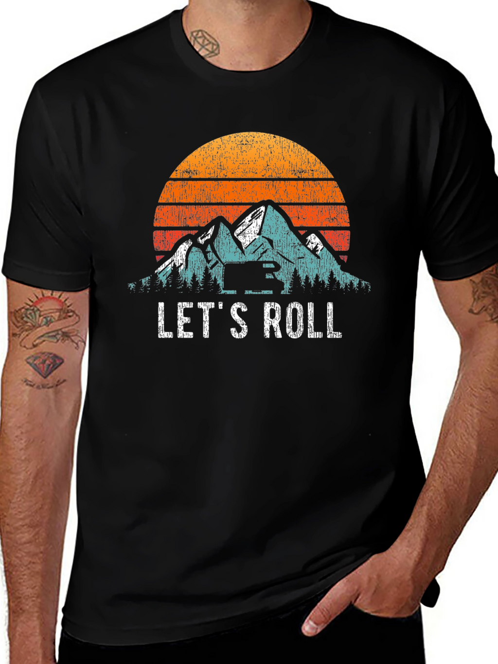 Lets Roll Mountain Sunset Graphic Tee